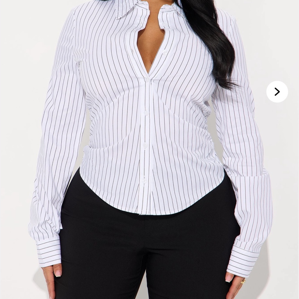 Women's Striped Blouse - White and Black